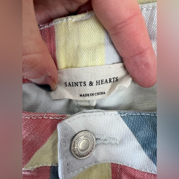 Saints & Hearts Striped Super Flare High Waisted Pants Women’s Size 27 - Picture 3 of 3